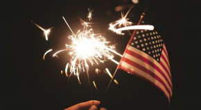 usa flag and sparkler