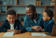 parent working with kids 