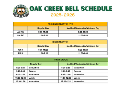 Oak Creek Bell Schedule