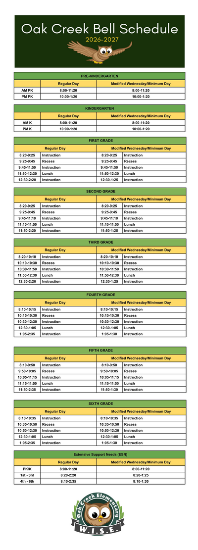 OC Bell Schedule 2026/2027